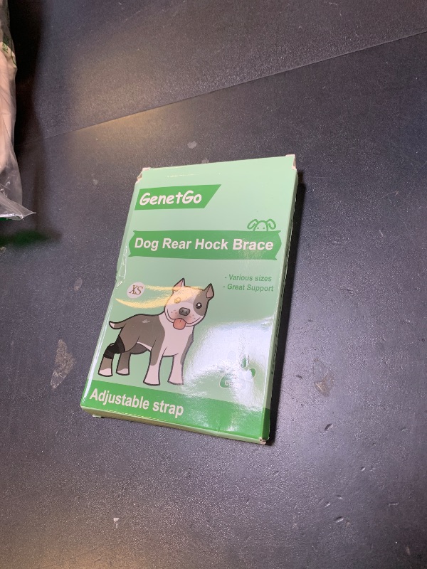 Photo 1 of GenetGo Dog Canine Rear Leg Hock Joint Brace Compression Wrap Brace Dog Leg Sleeve Protects Wounds Heals Prevents Injuries and Sprains Helps with Loss of Stability from Arthritis (X-Small)