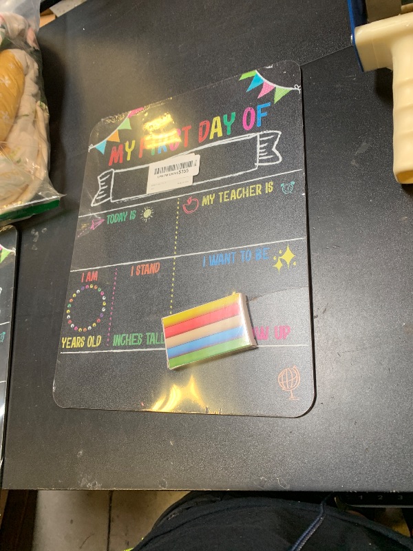 Photo 1 of SUNEE First & Last Day of School Chalkboard Sign (11x14 inches, Double-Sided), My Large Back to School Board, for Kids - Preschool, Kindergarten, 1st Grade Supplies