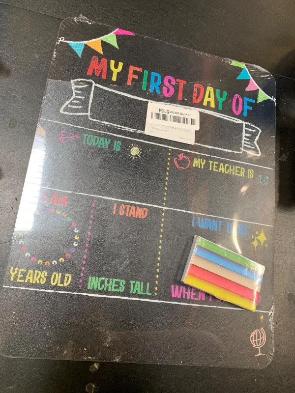 Photo 1 of SUNEE First & Last Day of School Chalkboard Sign (11x14 inches, Double-Sided), My Large Back to School Board, for Kids - Preschool, Kindergarten, 1st Grade Supplies