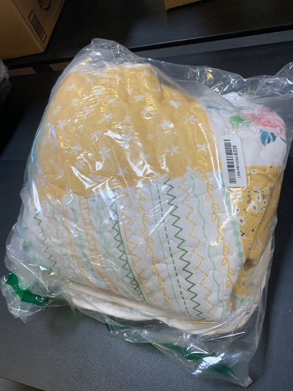 Photo 1 of Joyreap 2 Pieces Floral Patchwork Quilt Set Twin, Yellow n White Flowers Design, Soft n Cozy Microfiber Quilt, Bedspread Bed Cover for All Season, 1 Quilt and 1 Pillow Sham- 68x86 inches