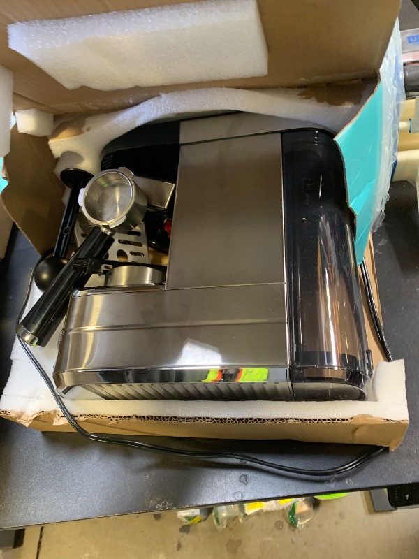 Photo 1 of CASABREWS CM5418 Espresso Machine 20 Bar, Compact Espresso Maker with Steam Milk Frother, Stainless Steel Coffee Machine with 34oz Removable Water Tank for Cappuccino, Latte, Silver