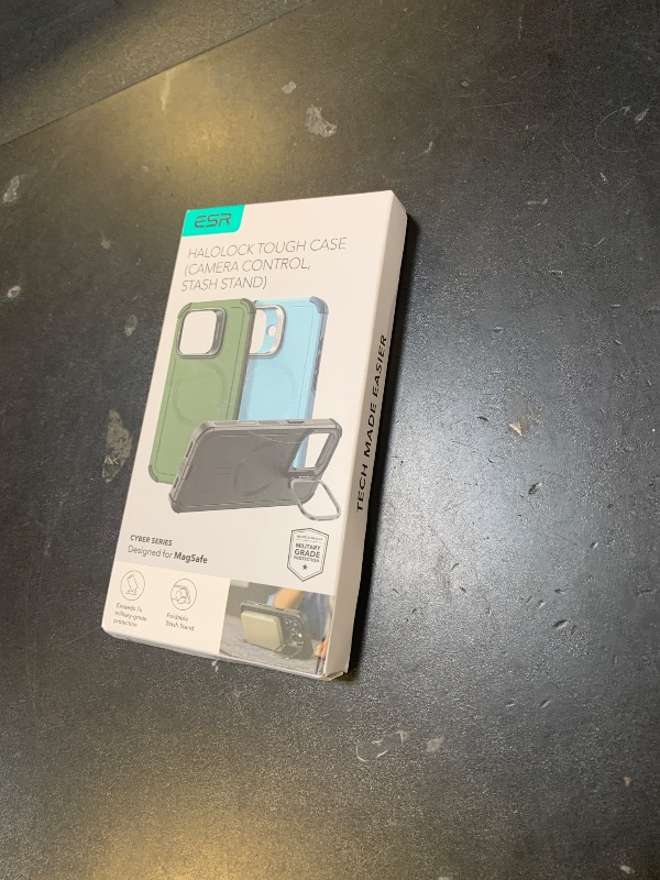 Photo 1 of ESR for iPhone 16 Plus Case with Stash Stand, Camera Control, 23FT Military-Grade Shock-Absorbing Drop Protection, Compatible with MagSafe Accessories, Magnetic Cyber Series, Light Green