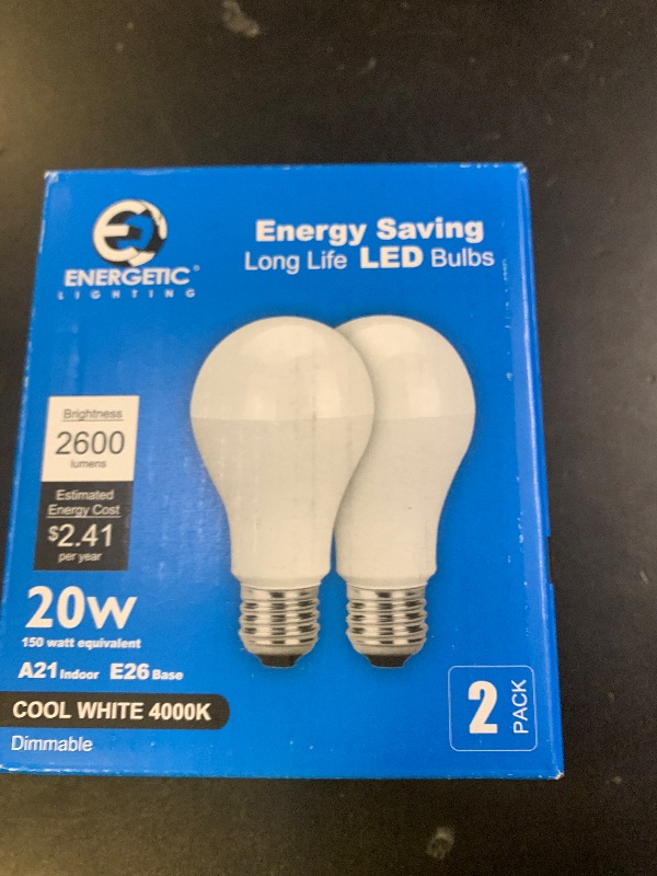 Photo 1 of 2 Pack 150 Watt Equivalent LED Bulb, Dimmable Super Bright Light Bulbs 2600LM, Cool White 4000K, A21 LED Light Bulb, E26 Standard Base, UL Listed, Damp Rated, LED Bulb for Living Room Bedroom Office
