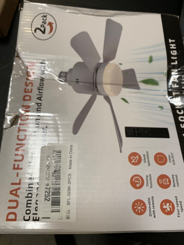 Photo 1 of LANMEL 2 Pack Socket Fan Light with Remote & APP, 17.7'' Socket Breeze Ceiling Fan with Socket Extender, 3 Colors LED Light Bulb, Screw in Small Ceiling Fan for Bedroom Living Room Kitchen Garage