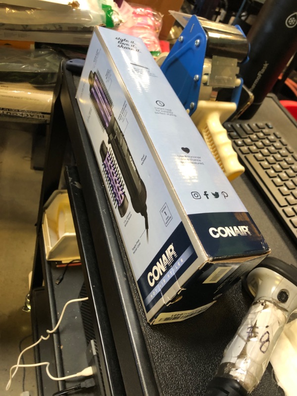 Photo 1 of Conair 2-in-1 Hot Air Curling Combo, Includes 1.5-inch Curl Brush and 1-inch Aluminum Bristle Brush