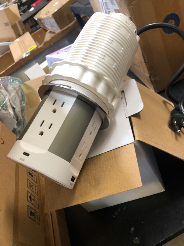 Photo 1 of Kungfuking Pop Up Outlet for Countertop Kitchen, 15W Wireless Charger, 75W USB C Counter Top Electrical Power, 8 Outlets & 4 USB Ports, 4"Hole Recessed Popup Outlet for Island Conference Table Office