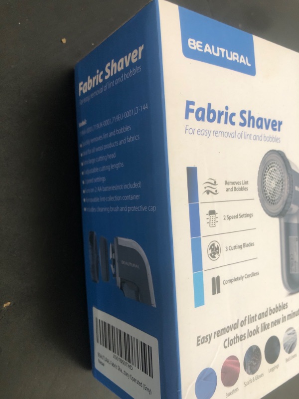 Photo 1 of BEAUTURAL Fabric Shaver and Lint Remover, Sweater Defuzzer with 2-Speeds, 2 Replaceable Stainless Steel Blades, Battery Operated, Remove Clothes Fuzz, Lint Balls, Pills, Bobbles Gray