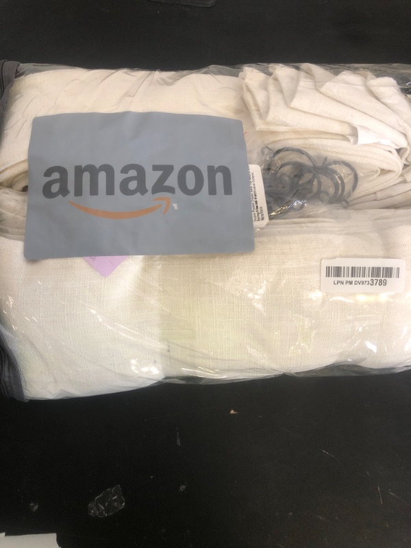 Photo 1 of Pinch Pleated Linen Curtains 108 Inches Long for Living Room 2 Panels Set Cream Ivory Flax Double Pleated Drapes Back Tab Neutral Boho Ceiling Floor 108 Inch Window Curtains Bedroom Natural Birch
