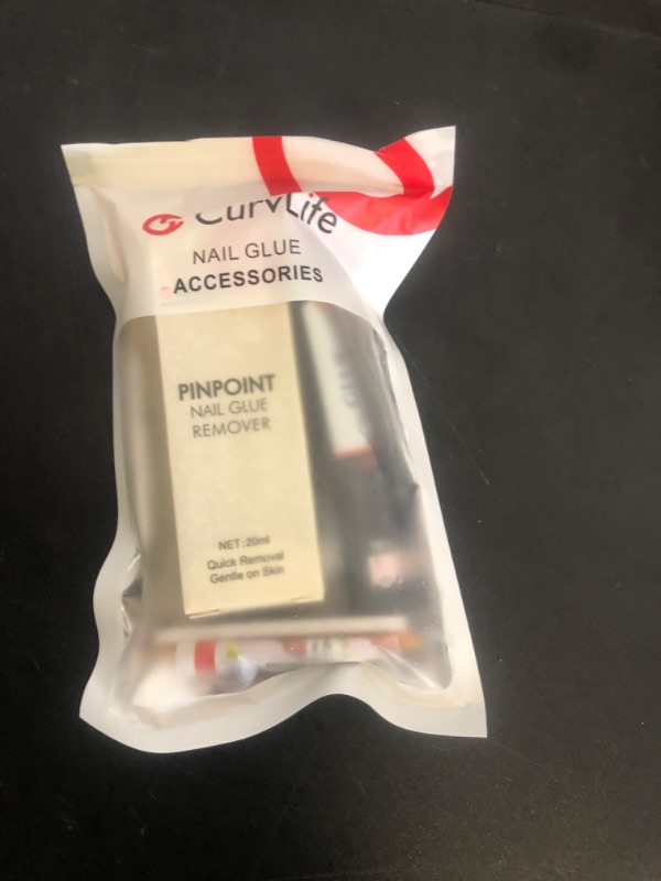 Photo 1 of Curvlife 10g Semi-Solid Glue and 20ml Pinpoint Glue Remover Kit - Gel for Press on Nails, Quick Dry No UV Lamp Needed with Gentle Non-Acetone Remover, Fake Nail Tips