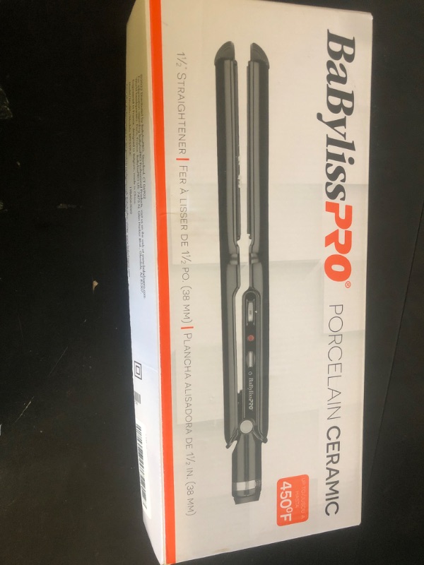 Photo 1 of BaBylissPRO Porcelain Ceramic Flat Iron Hair Straightener, 1 1/2" Digital Hair Straightener Iron for Professional Salon Results and All Hair Types