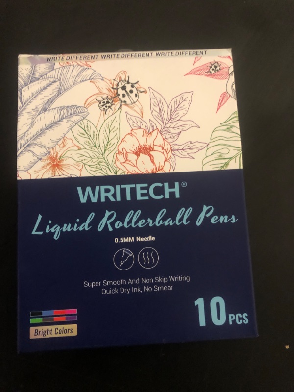 Photo 1 of WRITECH Rolling Ball Quick Dry 0.5 mm Extra Fine Point 10 Pcs Liquid Rollerball Multicolor (Multicolor)