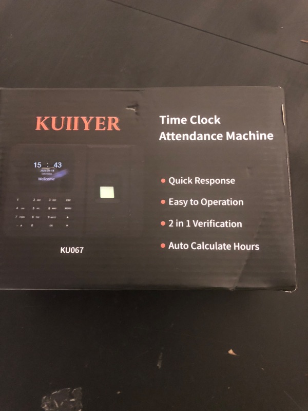 Photo 1 of KUIIYER 2 in 1 Time Clocks for Employees Small Business (Fingerprint + Password) Employee Clock in & Out Machine Attendance Punch Clock