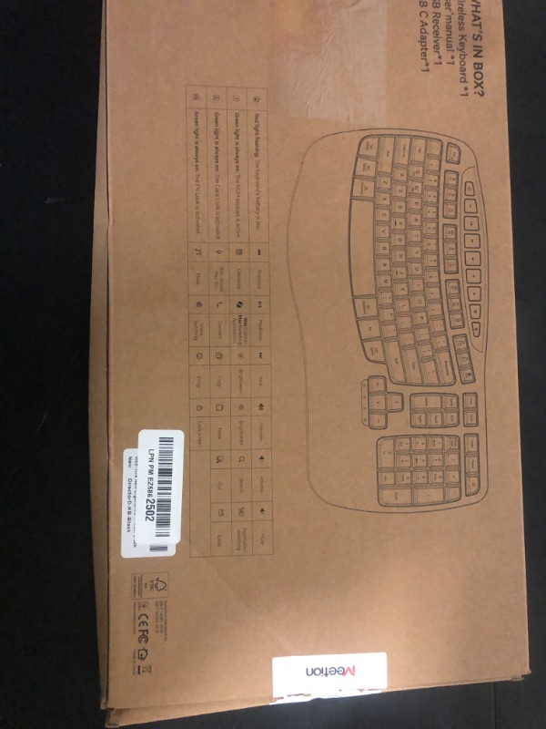 Photo 1 of MEETION Wireless Ergonomic Keyboard, Wave Keys Wrist Rest Natural Typing Keyboard, 2.4G Cordless USB A and USB C Adapter, Wireless Computer Keyboard Compatible with Windows/Mac/PC/Laptop, Black