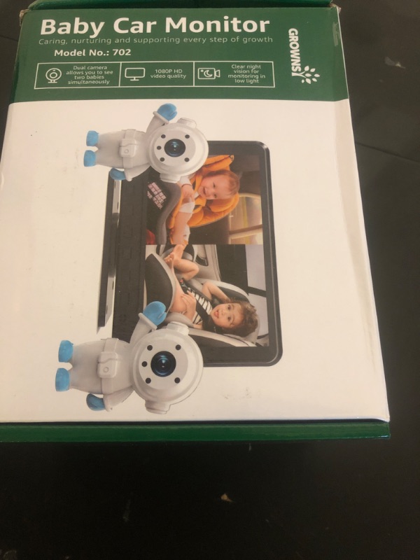 Photo 1 of GROWNSY Dual Car Camera Baby Monitor, 7" 1080P AHD Car Camera for 2kids, Backseat Mirror for Baby Rear Facing with Infrared Night Vision, Easily Observe Baby's Every Move