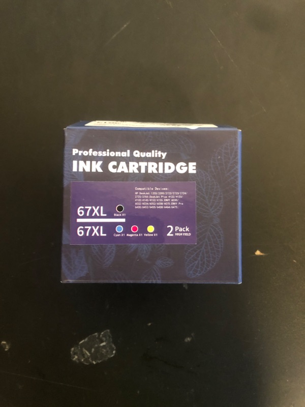 Photo 1 of LinkDocs 67xl Ink Cartridges Combo Pack Remanufactured Replacement for HP Ink 67 Work with HP Envy 6055 6055e Envy Pro 6400 6455 DeskJet 2732 2752 Printers (2-Pack Black&Tri-Color)