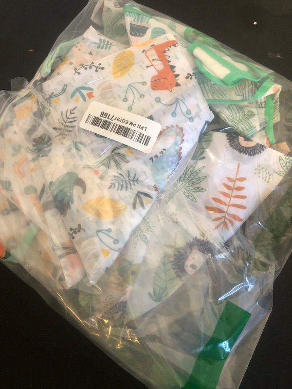 Photo 1 of ElecMotive 5 Pack Long Sleeve Bib,Baby Toddler Waterproof Sleeved Bib for 6-30 Months Reusable with Catch-all Pocket