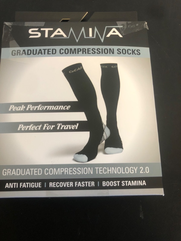 Photo 1 of Physix Gear Compression Socks - Best Men & Womens Compression Socks for Circulation, Running, Nurses, Athletic Use Sock Compression, Blood Pressure Socks, Calcetines de Compresion, Black/Grey, XXL