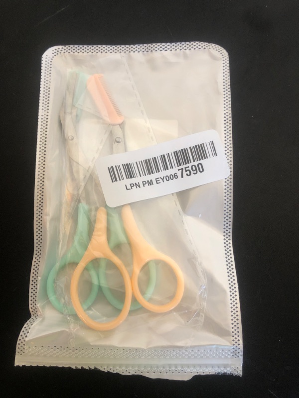 Photo 1 of 2Pcs Eyebrow Trimmer Scissors, Men Women Eyebrow Clippers, Comb Head Detachable, Safe Eyebrow Trimming Tool, Beard Trimmer, Easy to Operate for Beginners, Makeup Artist Recommended Eyebrow Scissors