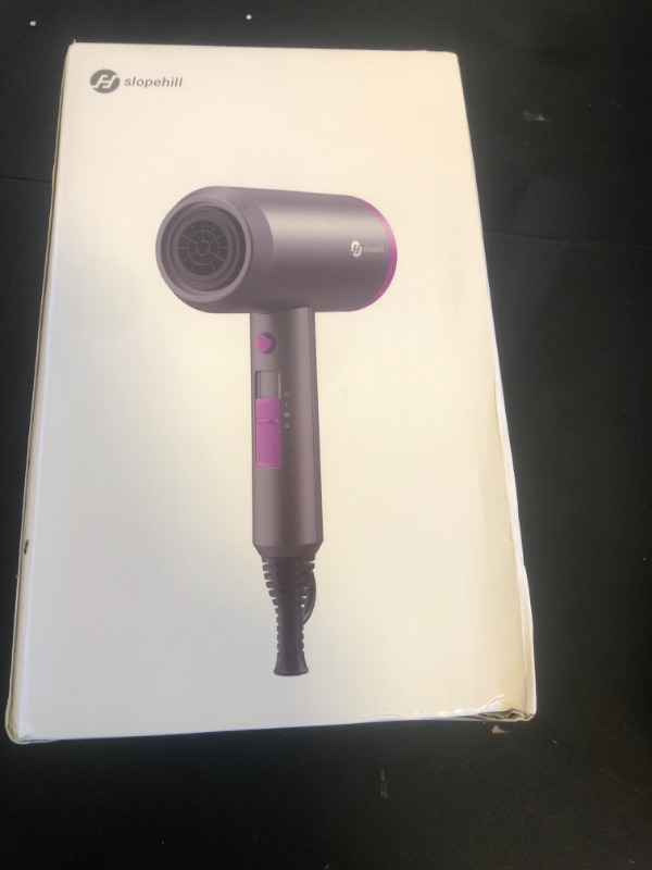 Photo 1 of slopehill Professional Ionic Hair Dryer, Powerful 1800W Fast Drying Low Noise Blow Dryer with 2 Concentrator Nozzle 1 Diffuser Attachments for Home Salon Travel (Black)