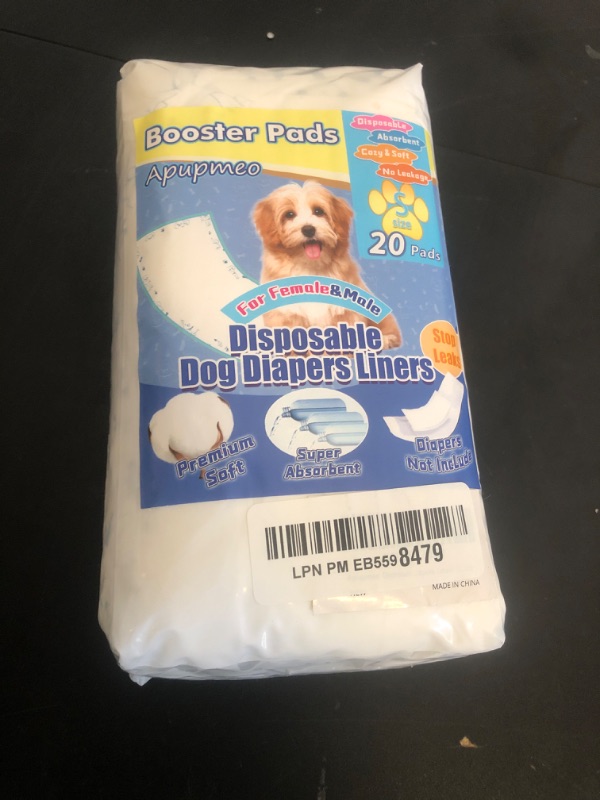 Photo 1 of Apupmeo Disposable Dog Diaper Liners - 20PCS Booster Pads for Male Female Dogs - Doggie Diaper Insert for Pet Belly Bands Wraps Period Pants Covers(S,20)
