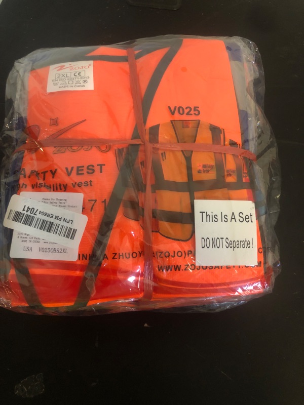 Photo 1 of zojo High Visibility Safety Vests With Pockets, Pack of 10,Wholesale Reflective Vest for Outdoor Works, Cycling, Jogging, Walking,Sports - Fits for Men and Women(2XL-Mix Orange & Blue)