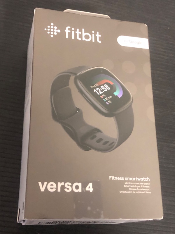 Photo 1 of Fitbit Versa 4 Fitness Smartwatch with Daily Readiness, GPS, 24/7 Heart Rate, 40+ Exercise Modes, Sleep Tracking and more, Black/Graphite, One Size (S & L Bands Included)