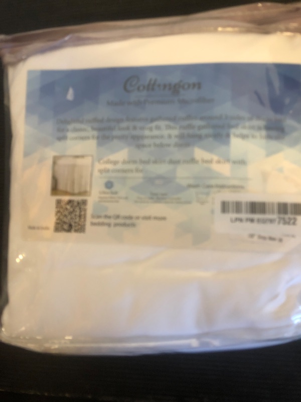 Photo 1 of Cottingon Dorm Room Bed Skirt, 100% Microfiber, White, Twin XL-32 Drop