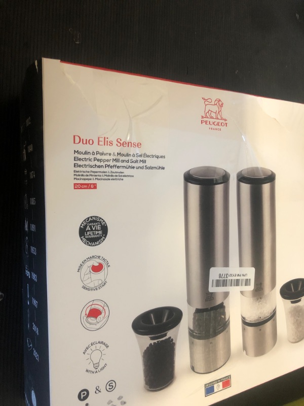 Photo 1 of Peugeot Electric Salt & Pepper Mill Set - Stainless (Elis U'select Stainless Steel)