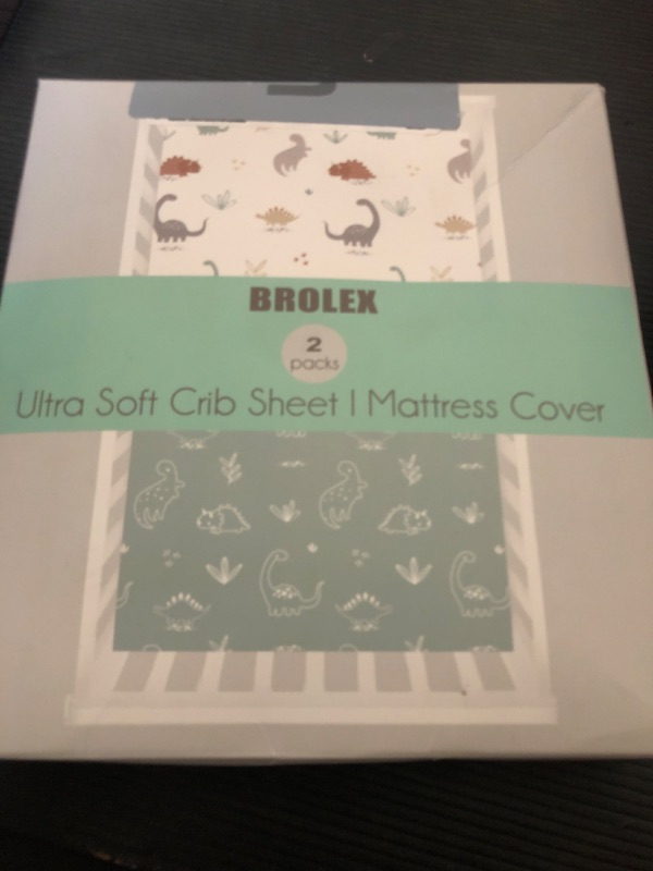 Photo 1 of BROLEX Baby Fitted Crib Sheets: Kid Crib Sheets - Set of 2 for Toddler Standard Size Crib Mattress for Boys and Girls - Jersey Knit Crib Bed Sheets Cute Dinosaurs
