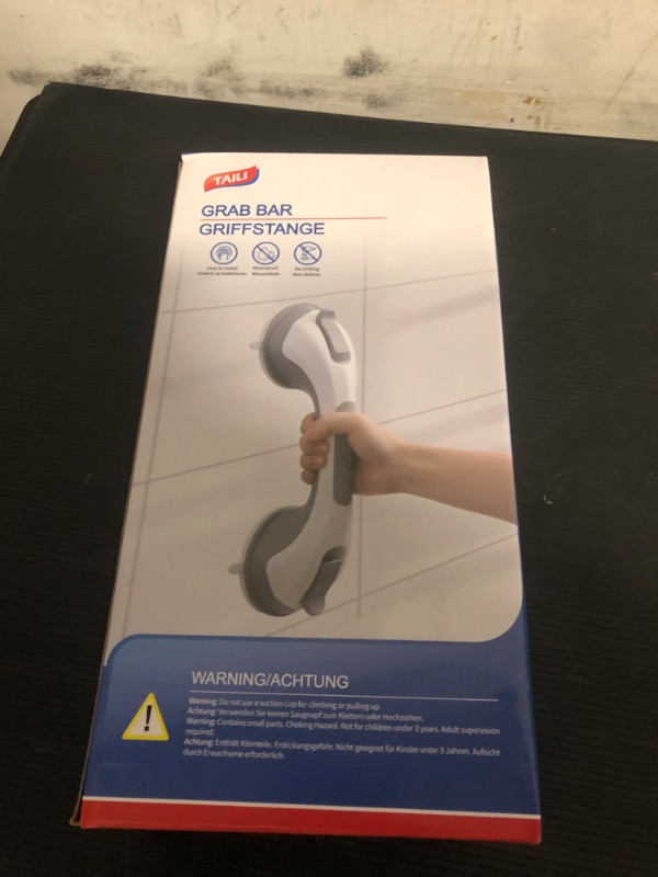 Photo 1 of TAILI Shower Grab Bar, 2 Pack 12 Inch Suction Grab Bars for Bathtubs and Showers for Elderly, Shower Handle for Seniors Bathroom Safety Grip, No Drilling Removable,Grey
