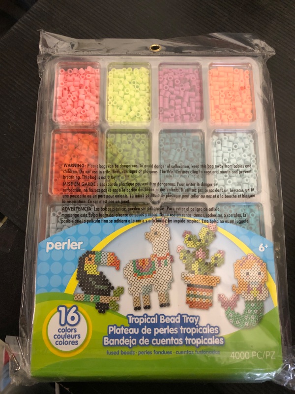 Photo 1 of Perler Tropical Colors Fuse Bead Tray for Crafts, 4000pcs