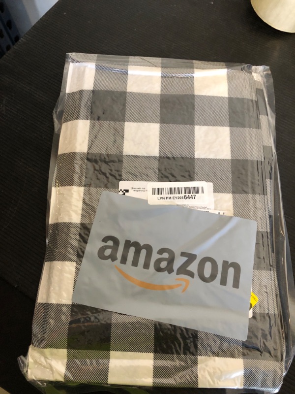 Photo 1 of misaya Rectangle Waterproof Vinyl Table Cloth, Buffalo Flannel Backed Tablecloth, Wipeable Plastic Table Cover for Dinner, Kitchen, Outdoor (60" x 84", Black and White)