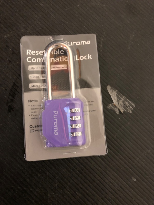 Photo 1 of Puroma 1 Pack 2.6 Inch Long Shackle Combination Lock 4 Digit Outdoor Waterproof Padlock for Hasp Locker Lock, Sports Locker, Fence, Gate, Toolbox, Case, Hasp Storage, Cabinets (Purple)