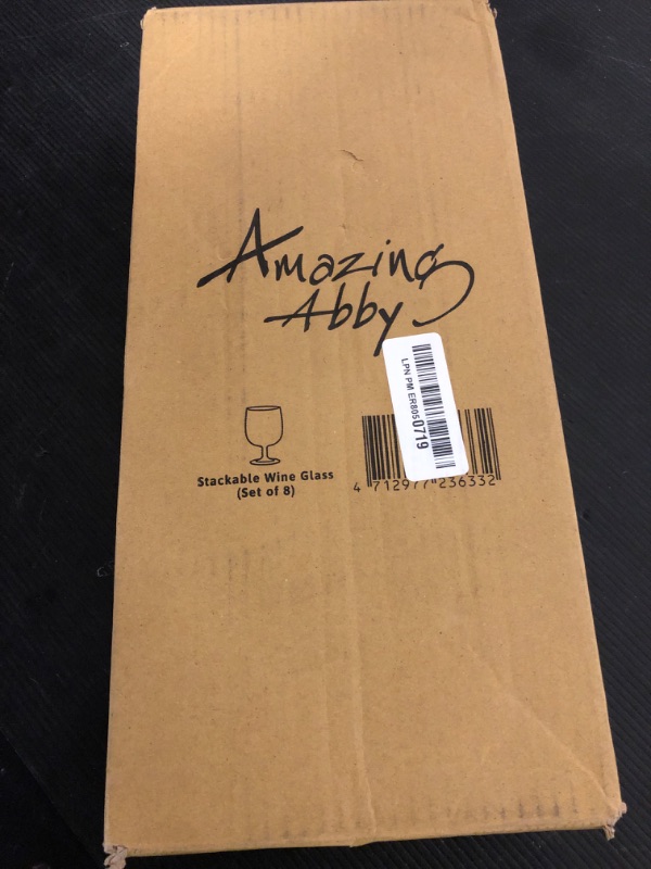 Photo 1 of Amazing Abby - Stacy - 12-Ounce Stackable Plastic Wine Glasses (Set of 8), Reusable Plastic Wine Glasses, BPA-Free and Shatter-Proof, Perfect for Poolside, Outdoors, Camping, and More