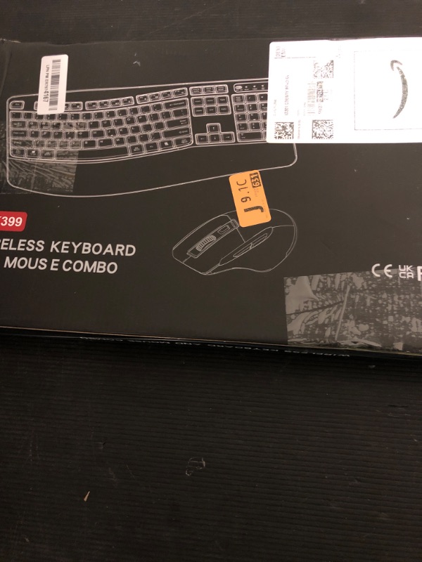 Photo 1 of Wireless Keyboard and Mouse Combo, 2.4G Full Size Wave Keys Ergonomic Keyboard with Wrist Rest and 3-Level DPI Adjustable Wireless Ergonomic Mouse for Windows, Mac OS Desktop/Laptop/PC(Black)