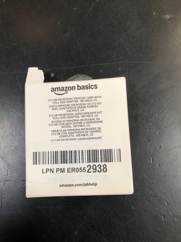 Photo 1 of Amazon Basics Micro SDXC Memory Card with Full Size Adapter, A2, U3, Read Speed up to 100 MB/s, 512 GB, Black
