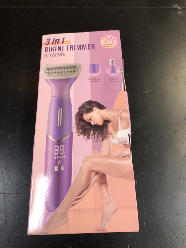 Photo 1 of Bikini Trimmer for Women, 3 in 1 Painless Electric Razors for Women, Replaceable Lady Facial Razor & Eyebrow Trimmer, Rechargeable Women's Grooming Kit