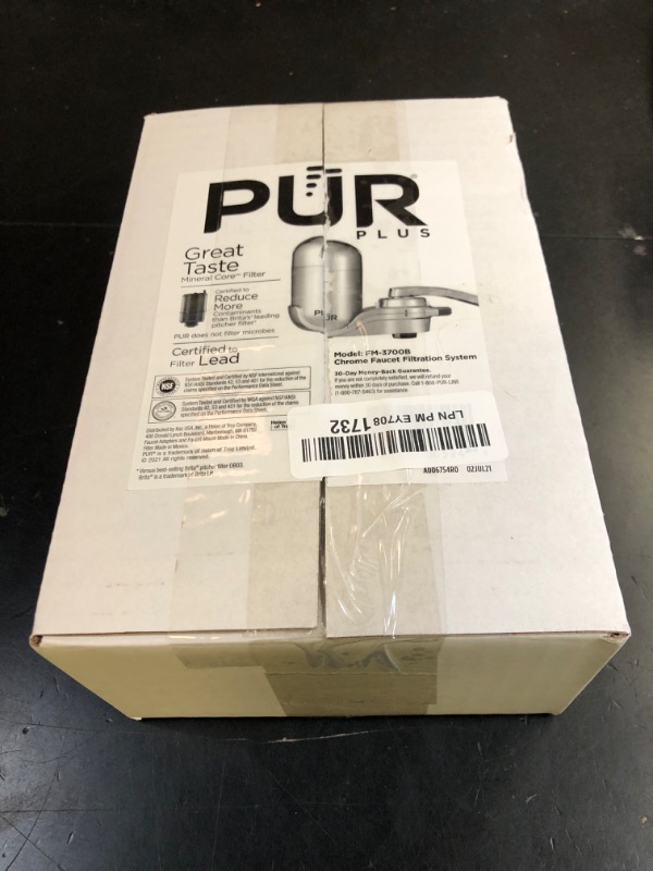 Photo 1 of PUR PLUS Vertical Faucet Mount Water Filtration System, Lead-Reducing Filter, Great-Tasting Water, Easy Install, Lasts 100 Gallons, Compatible with Sinks with External Aerators, Chrome