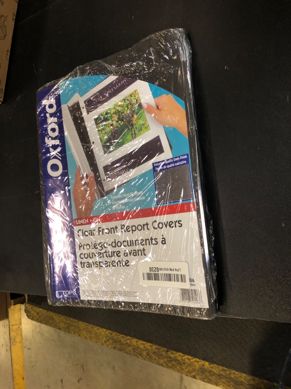 Photo 1 of Oxford Linen Clear Front Report Covers, Letter Size, Black, 5 Pack (50406)