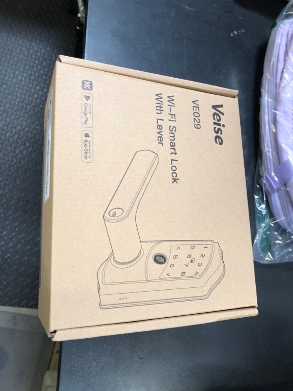 Photo 1 of Veise VE029 WiFi Smart Lever Lock, Fingerprint Keyless Entry Door Lock with Handle, Built-in WiFi, Remote App Control, Electronic Digital Knob for Front Door and Bedroom, IP65 Waterproof, Matte Black