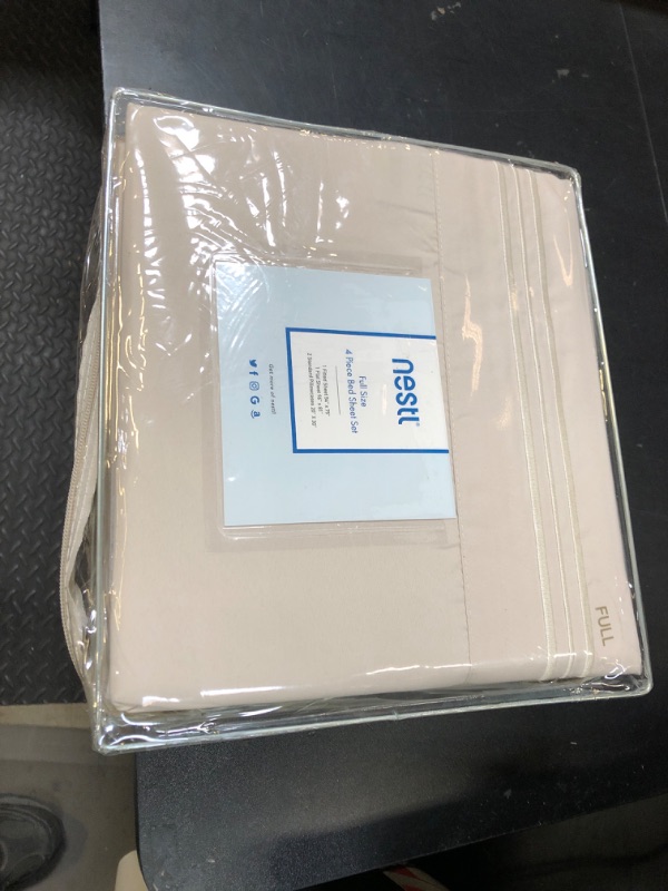 Photo 1 of Nestl Full Sheet Set - Luxury 1800 Ultra-Soft Microfiber Full Bed Sheets - Double Brushed - Deep Pockets - Easy Fit - 4 Piece Set - Bedding Sheets & Pillowcases (Full, Linen)
