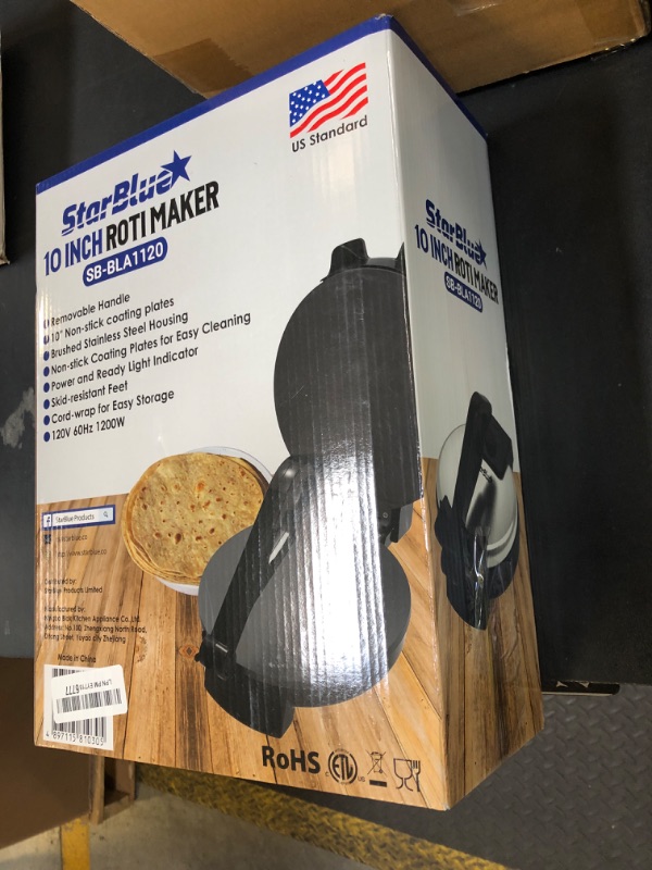 Photo 1 of 10inch Roti Maker by StarBlue with FREE Roti Warmer and Removable Handle - The automatic Stainless Steel Non-Stick Electric machine to make Indian style Chapati, Tortilla, Roti AC 110V 50/60Hz 1200W