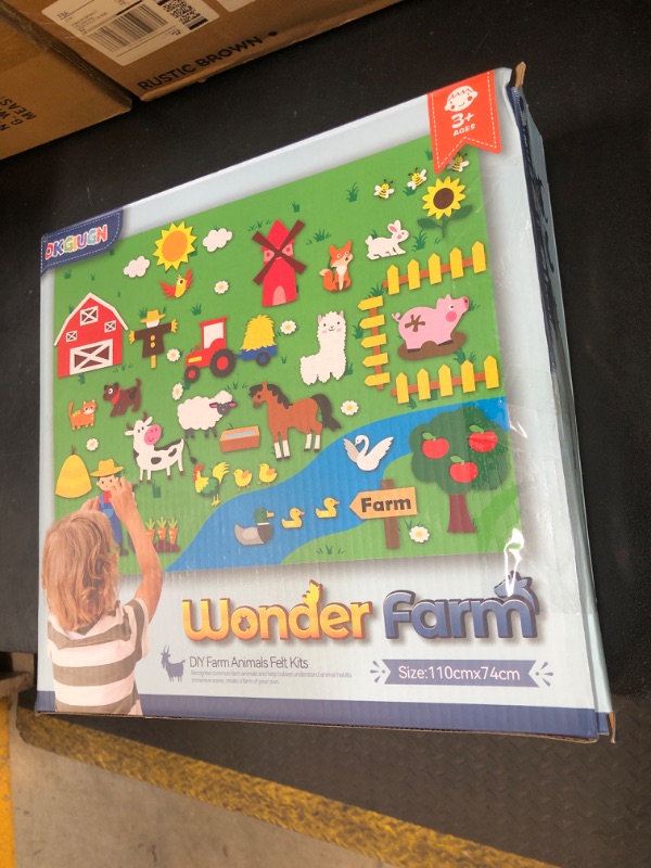 Photo 1 of OKGIUGN 61 Pcs Farm Animals Story Felt Board, 3.6 Ft Farmhouse Themed Play Mat Wall Hanging Kit Toys, Birthday Gift for Toddlers Childrens