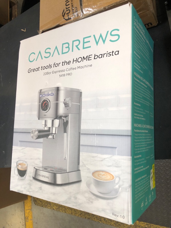 Photo 1 of CASABREWS 5418 PRO Espresso Machine 20 Bar, Upgraded Espresso Maker with Powerful Steam Milk Frother, Stainless Steel Coffee Machine with Fast Heating System for Cappuccino, Latte, Silver