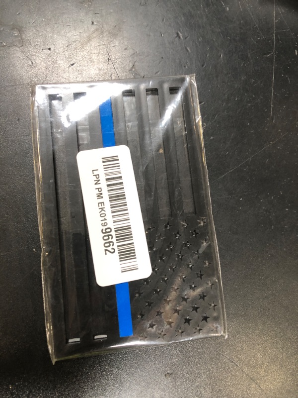 Photo 1 of 1 Pair of Reflective 3D Thin Blue Line American Flag Emblem Car Decals 3"x5", 3mm Thickness Matte Black Subdued Police US Flag Bumper Stickers Support for Law Enforcement Officers