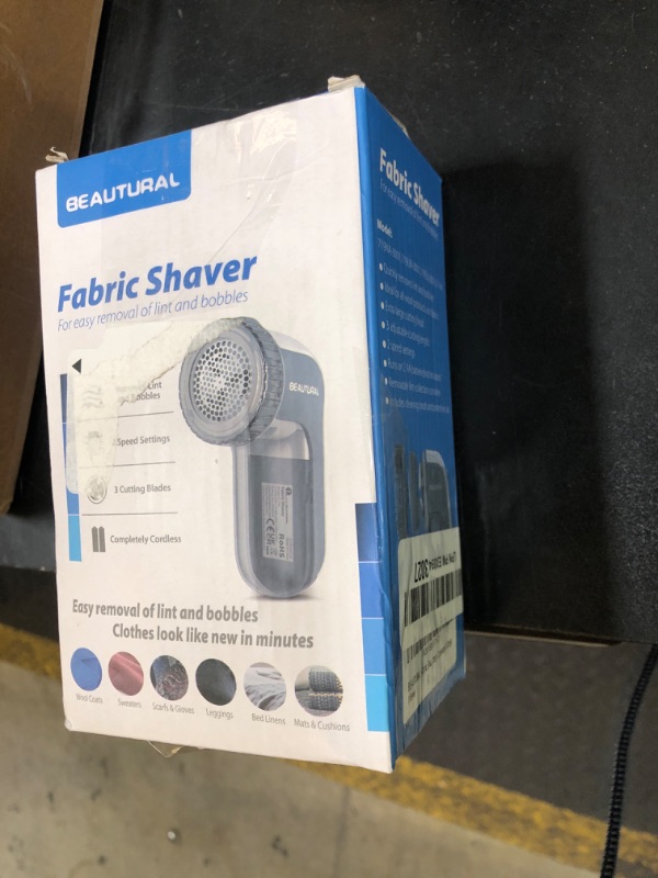 Photo 1 of BEAUTURAL Fabric Shaver and Lint Remover, Sweater Defuzzer with 2-Speeds, 2 Replaceable Stainless Steel Blades, Battery Operated, Remove Clothes Fuzz, Lint Balls, Pills, Bobbles Gray
