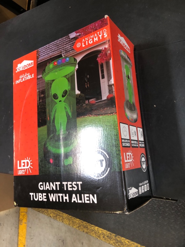 Photo 1 of Joiedomi 7 ft Tall Halloween Inflatable Outdoor Decoration, Alien Inflatable Halloween Decor Outdoor with Animated LEDs, Blow Ups Alien Decorations with Test Tube for Yard Garden Lawn Decor