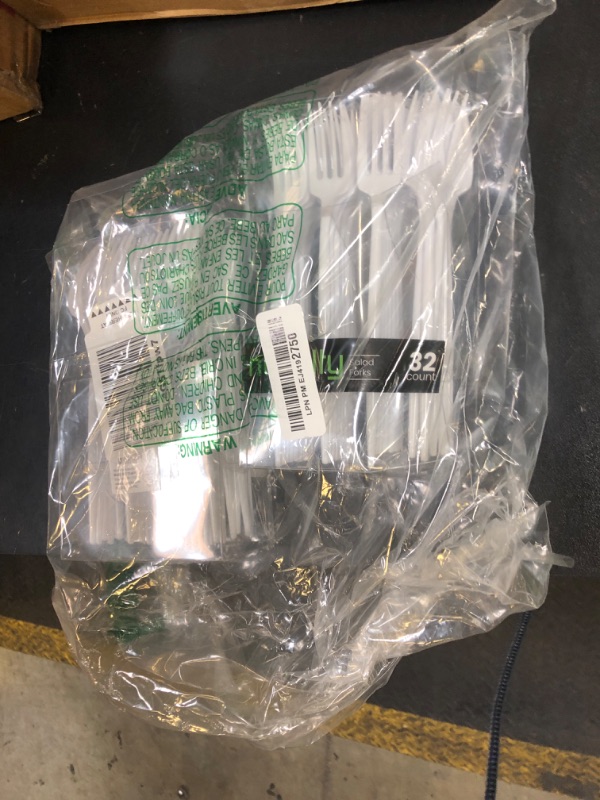 Photo 1 of Novelty Modern Flatware, Cutlery, Disposable Plastic Salad forks Luxury White 64 Count