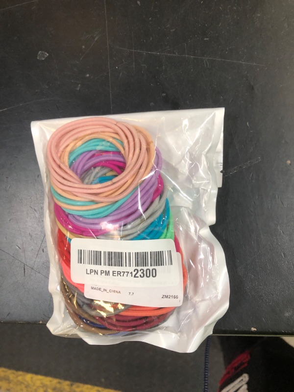 Photo 1 of 100 Pieces Hair Elastics Hair Ties Ponytail Holders Hair Bands (5 x 0.3 cm, Bright Color)