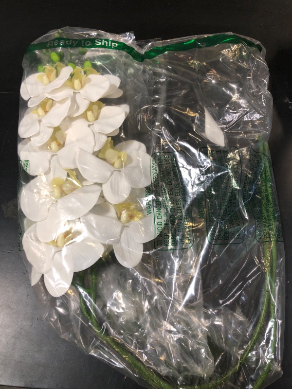 Photo 1 of Fnize Orchid Stems Artificial Flowers Real Touch Latex Faux Phalaenopsis Branches 9 Large Blooms 38 Inches 2pcs White
